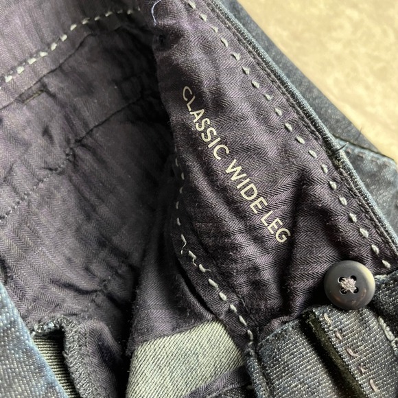 Y2K Banana Republic Jeans 6 Dark Denim Velvet Trim Classic Wide Leg Low Rise EUC - Picture 4 of 10